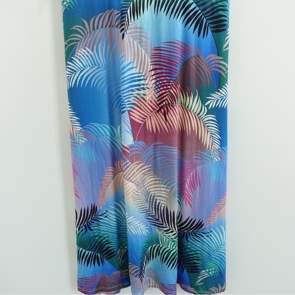 NWT Soft Surroundings Anya MIDI Dress V-Neck Palm Tropical Multicolor Sz M - Picture 8 of 10
